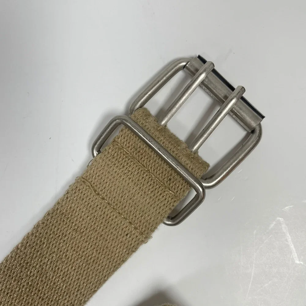 Vintage Aeropostale Canvas Grommet Belt Mens Tan Double Prong Y2K Skater Grunge